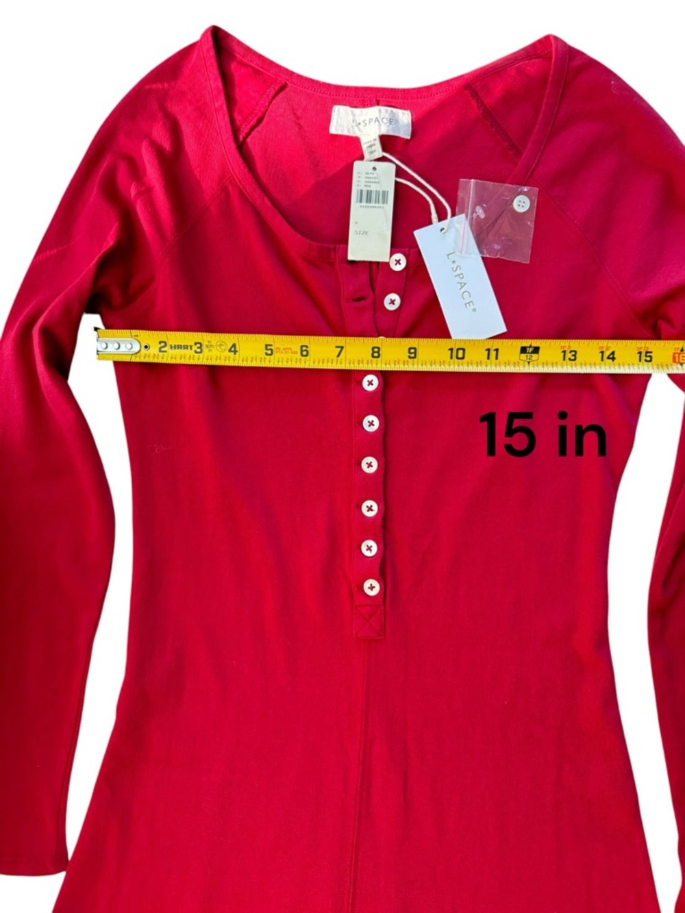 L*Space Women Red Henley Maxi Dress Long Sleeve Button Front Size S NWT - Picture 9 of 10
